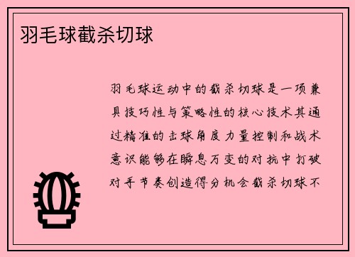 羽毛球截杀切球